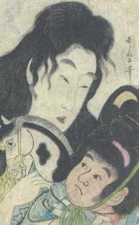 Kitagawa Utamaro - Yamauba And Kintaro With Hobby Horse