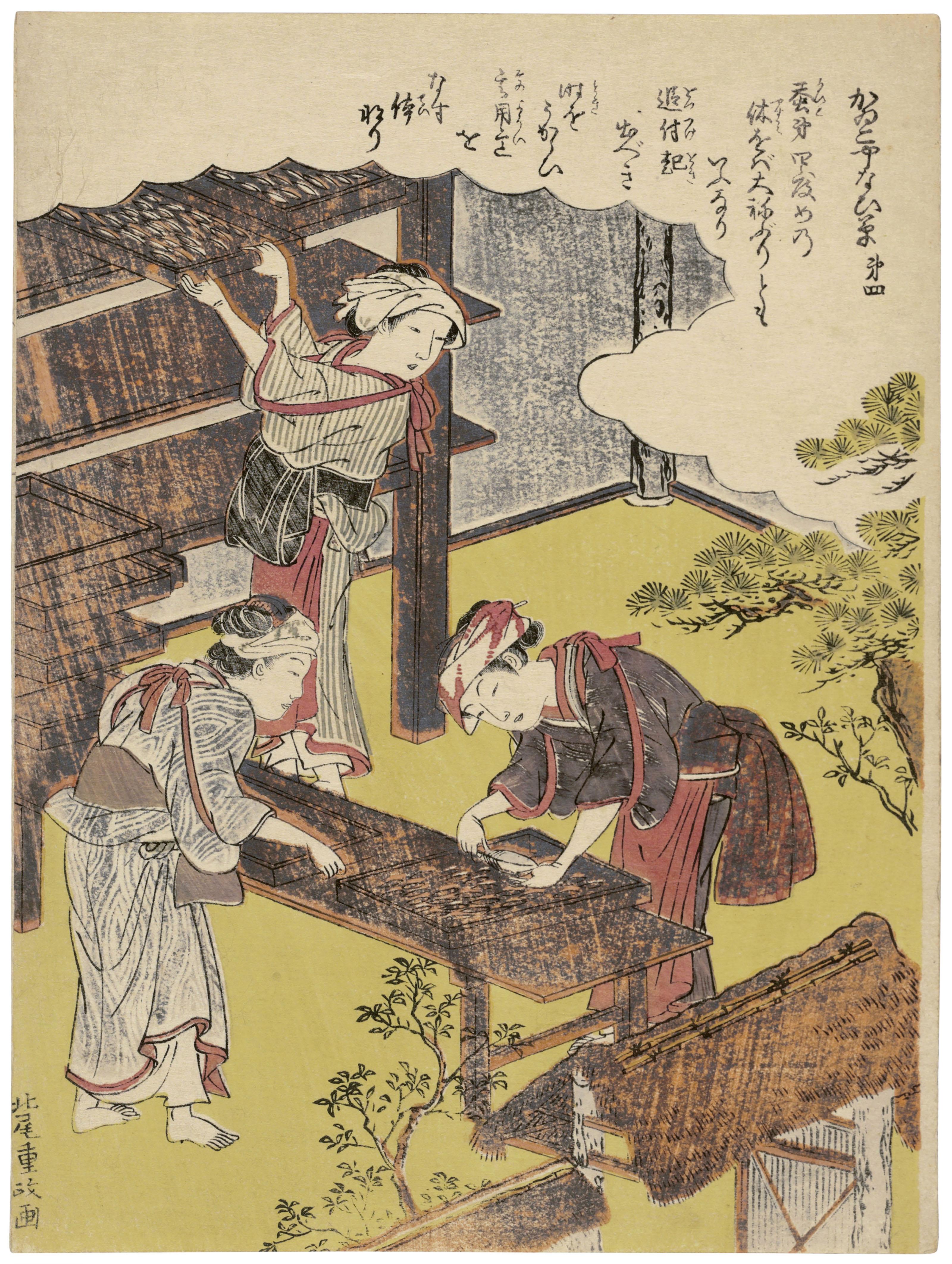 Kitao Shigemasa - Women Cultivating Silkworms