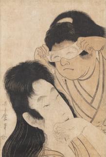 Kitawaga Utamaro - Yamauba and Kintaro holding a toy mask