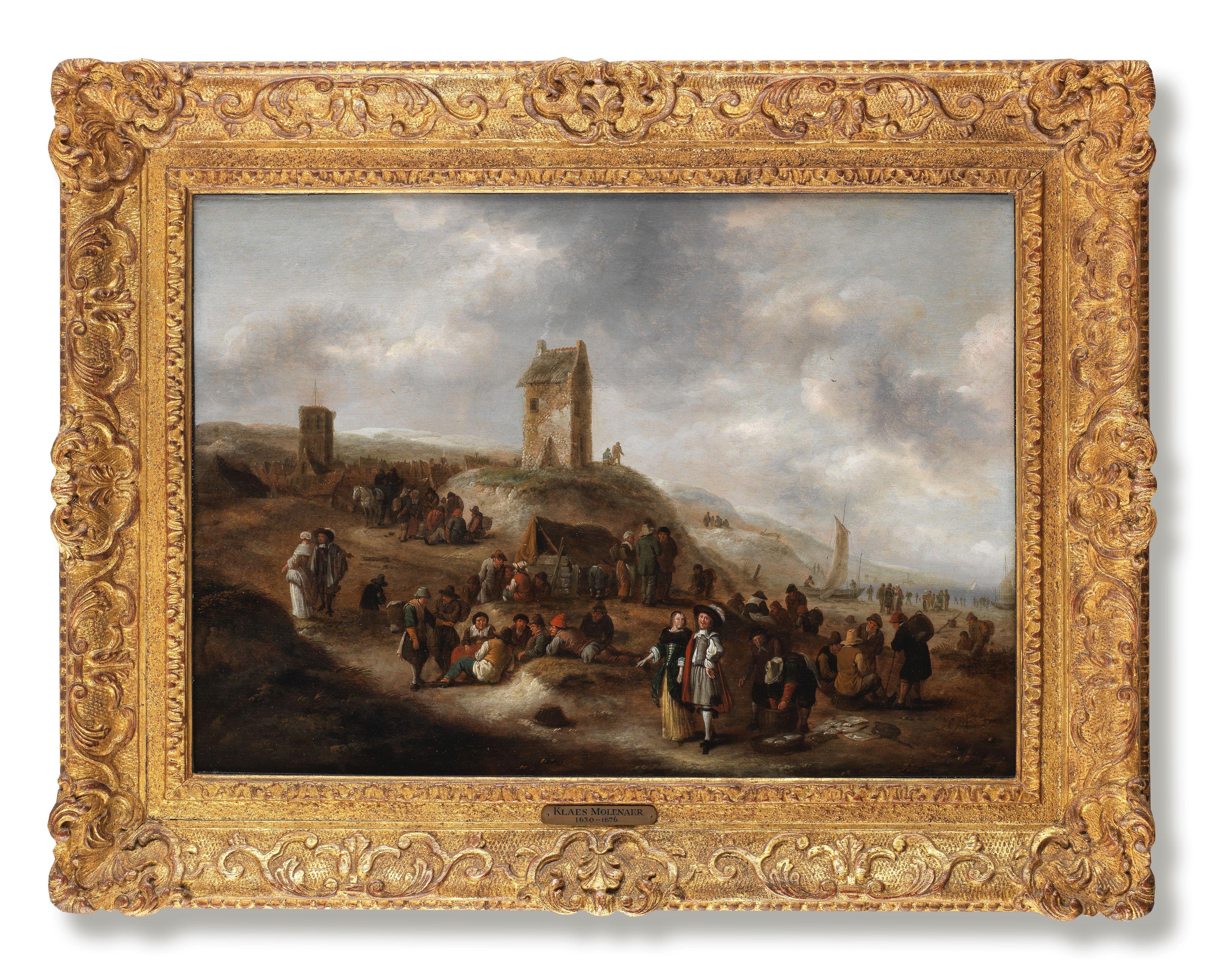 Klaes Molenaer - Fishermen selling their catch on a beach