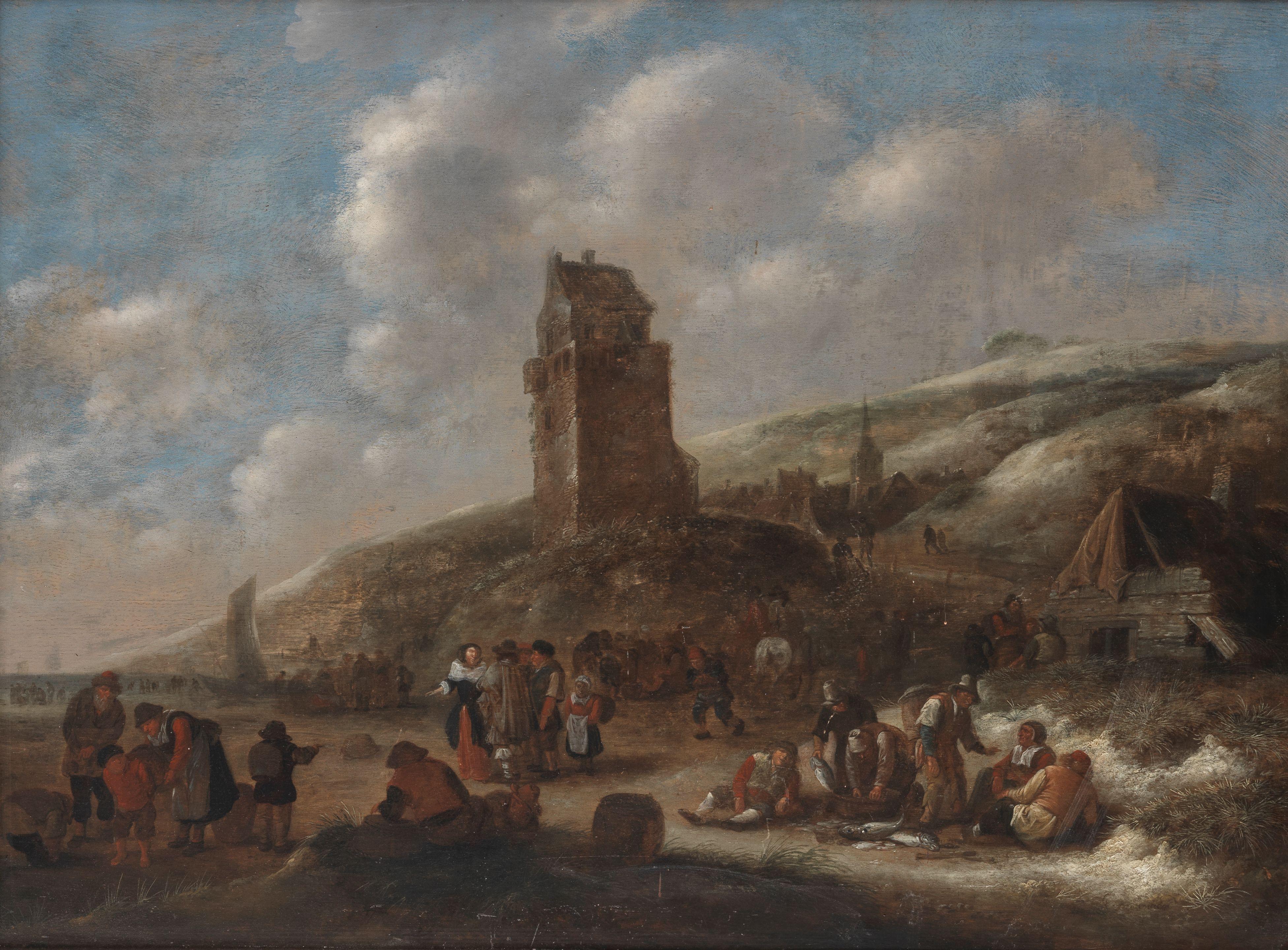 Klaes Molenaer - Fishermen With Their Catch On The Beach