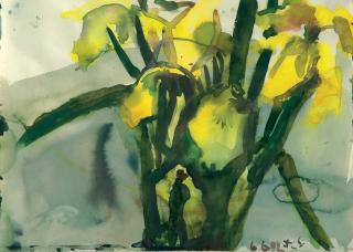 Klaus Fußmann - Gelbe Gartenblumen.