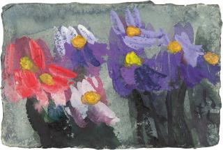 Klaus Fußmann - Lila und rote Blumen