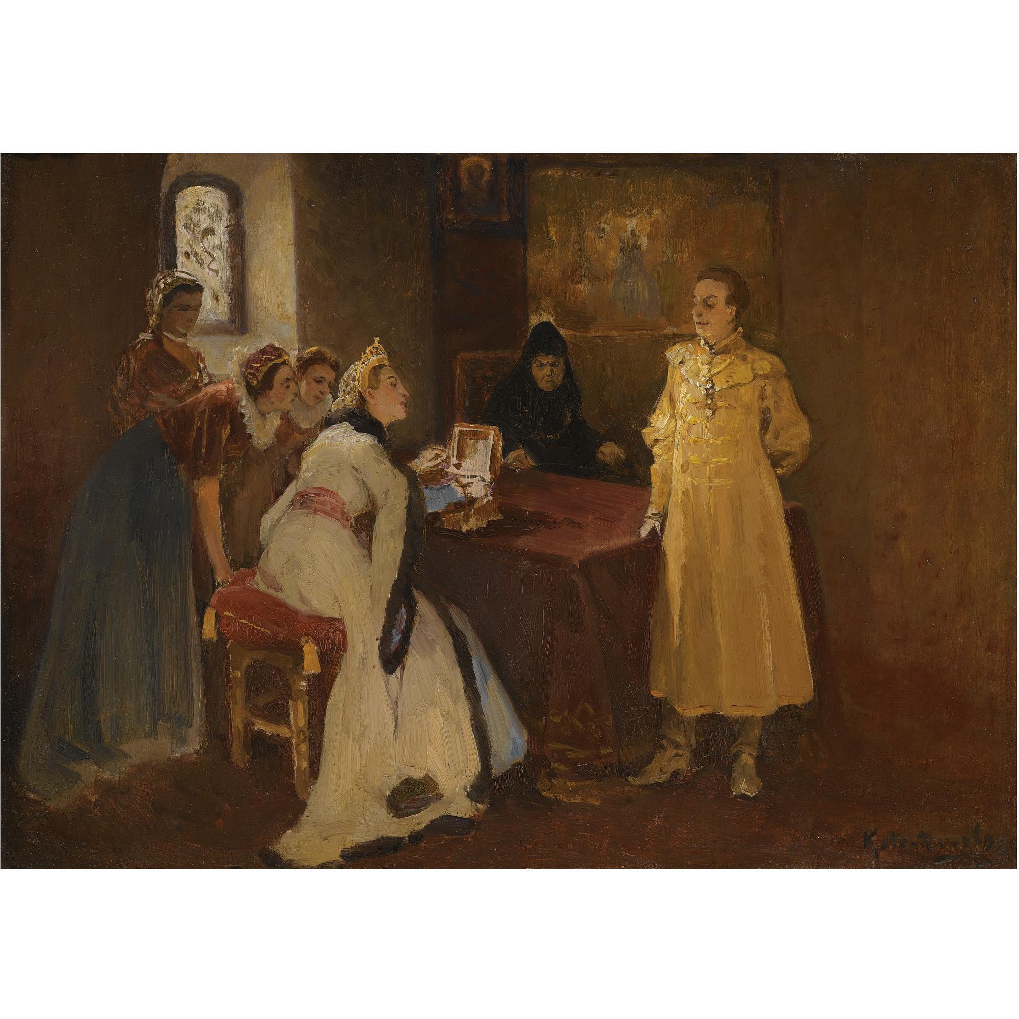 Klavdi Vasilievich Lebedev - Xenia Godunova And The False Dmitri
