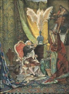 Klawdi Petrovitch Stepanov - Intérieur Avec Un Homme Lisant Une Lettre