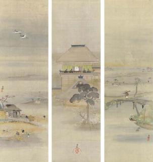 Kobayashi Kiyochika - Takatsu No Miya Palace Planting Rice Harvesting Grain