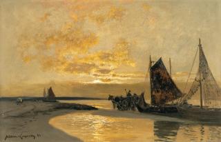 Konrad Alexander Müller-Kurzwelly - Segelboote am abendlichen Ostseestrand