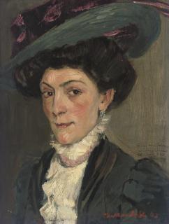 Konrad Kardorff - Portrait of A Lady, Bust-Length, In A Plumed Hat