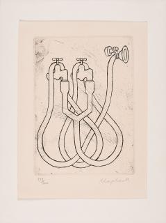 Konrad Klapheck - Wasserhähne mit Schlauch.