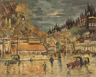 Konstantin Alekseevich Korovin - A Parisian boulevard at night