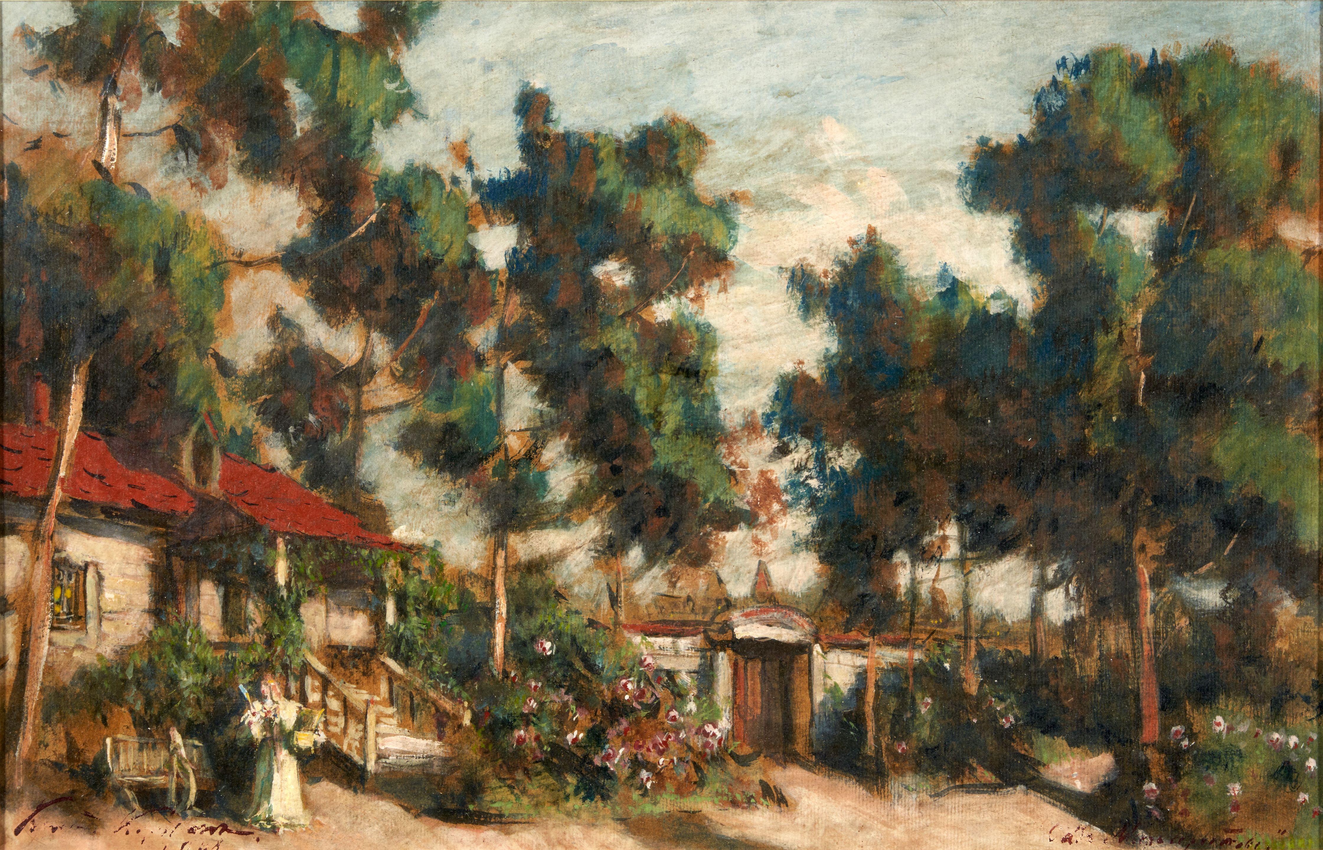 Konstantin Alexeevich Korovin - A Woodland Homestead framed 52.2 x 73.8 x 3.8 cm (20 1/2 x 29 x 1 1/2 in).