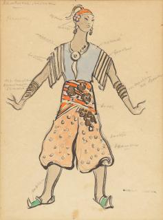 Konstantin Alexeevich Korovin - Costume design for Prince Igor: the Polovtsian dancers, 1928