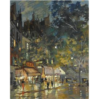 Konstantin Alexeevich Korovin - Paris Cafe By Night