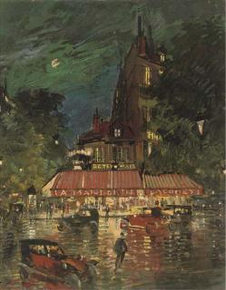 Konstantin Alexeievitch Korovin - Night time before the Café Mandolin, Paris
