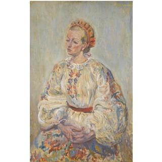 Konstantin Andreevich Tereshkovich - Portrait Of The Artist\'S Wife In Traditional Dress