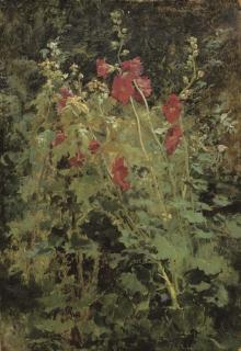 Konstantin Egorovich Makovskii - Hollyhocks