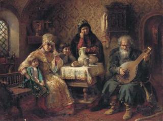 Konstantin Egorovich Makovskii - Russian Interior With A Bandura Player