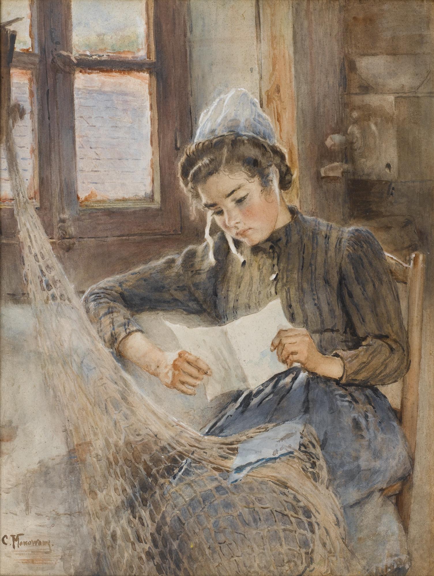 Konstantin Egorovich Makovsky - Breton Girl Reading A Letter