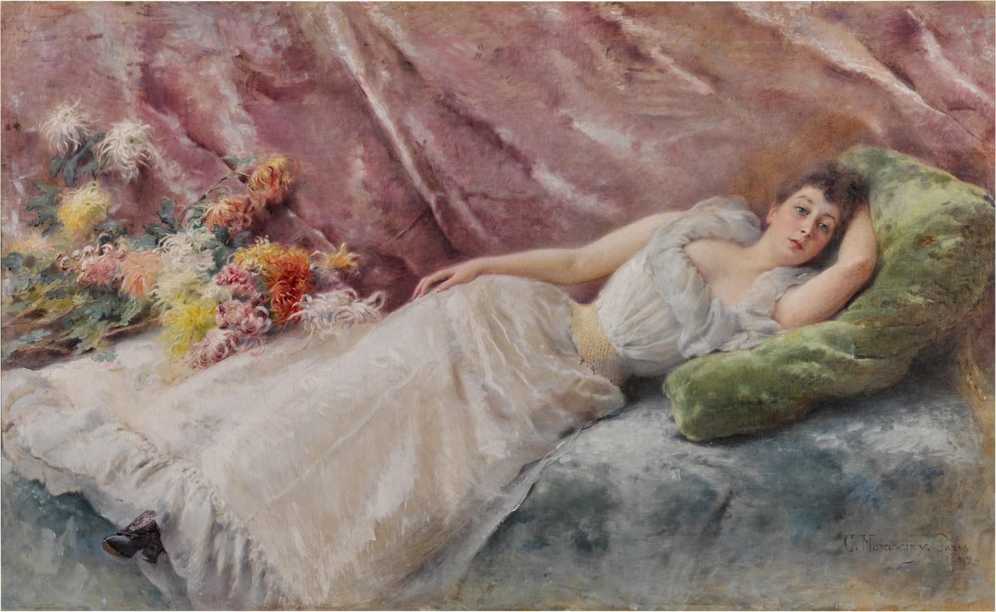 Konstantin Egorovich Makovsky - Maria Matavtina Reclining (Portrait of Madame M)