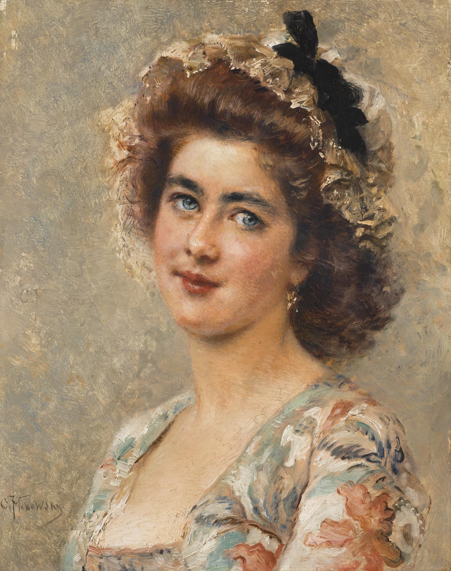 Konstantin Egorovich Makovsky - Portrait Of A Girl Wearing A Cap