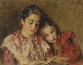 Konstantin Egorovich Makovsky - Portrait Of The Artist’S Daughters Reading