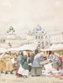 Konstantin Fedorovich Iuon - Market scene