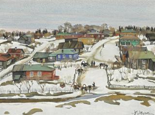 Konstantin Fedorovich Yuon - Early Spring In The Village