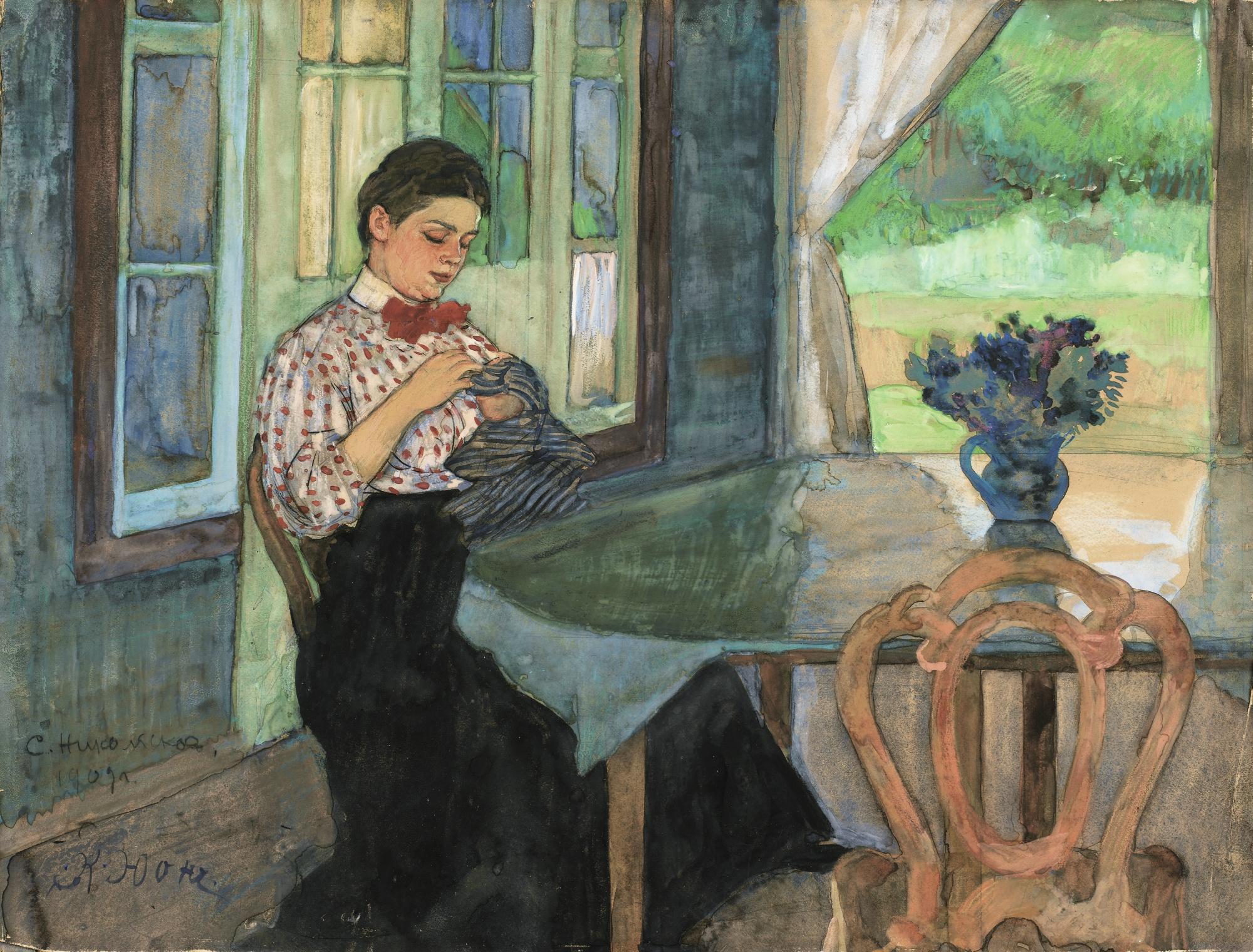 Konstantin Fedorovich Yuon - Portrait Of The Artist\'S Wife