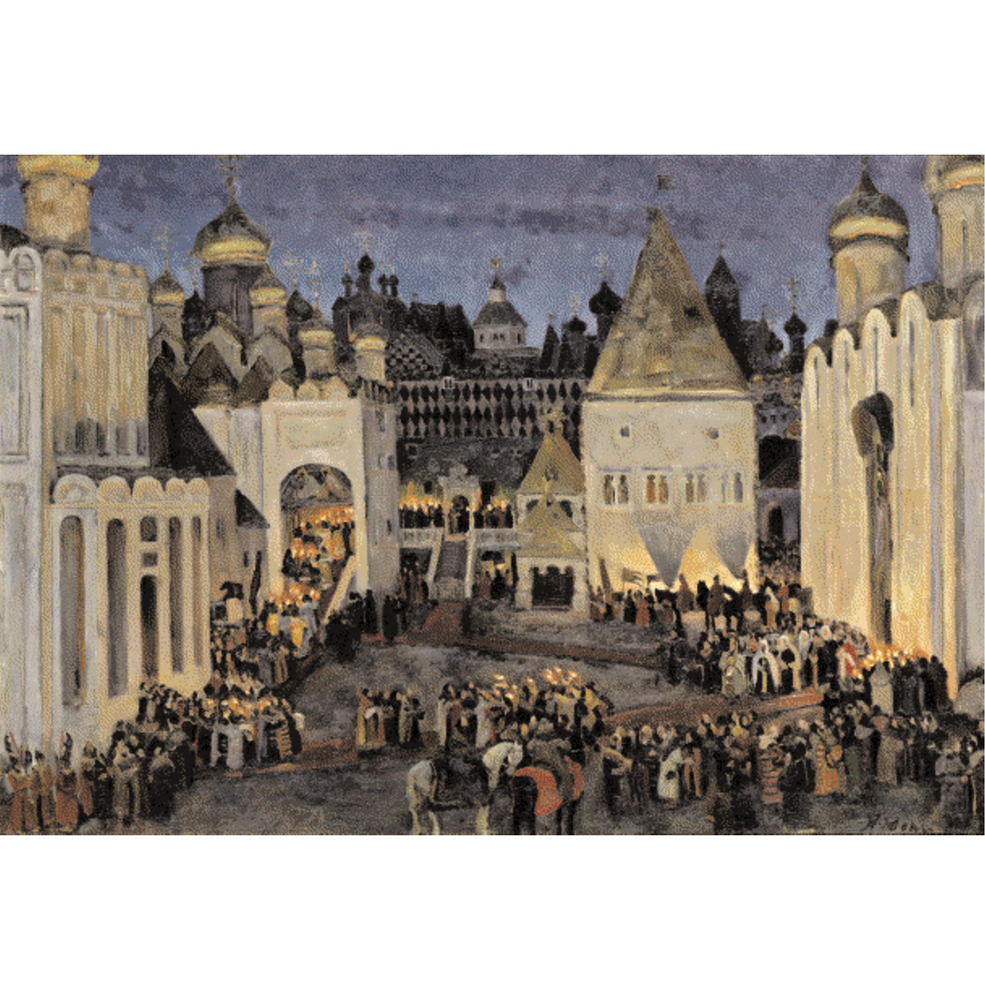 Konstantin Fedorovich Yuon - The Kremlin On The Eve Of The Coronation Of Tsar Mikhail Fedorovich