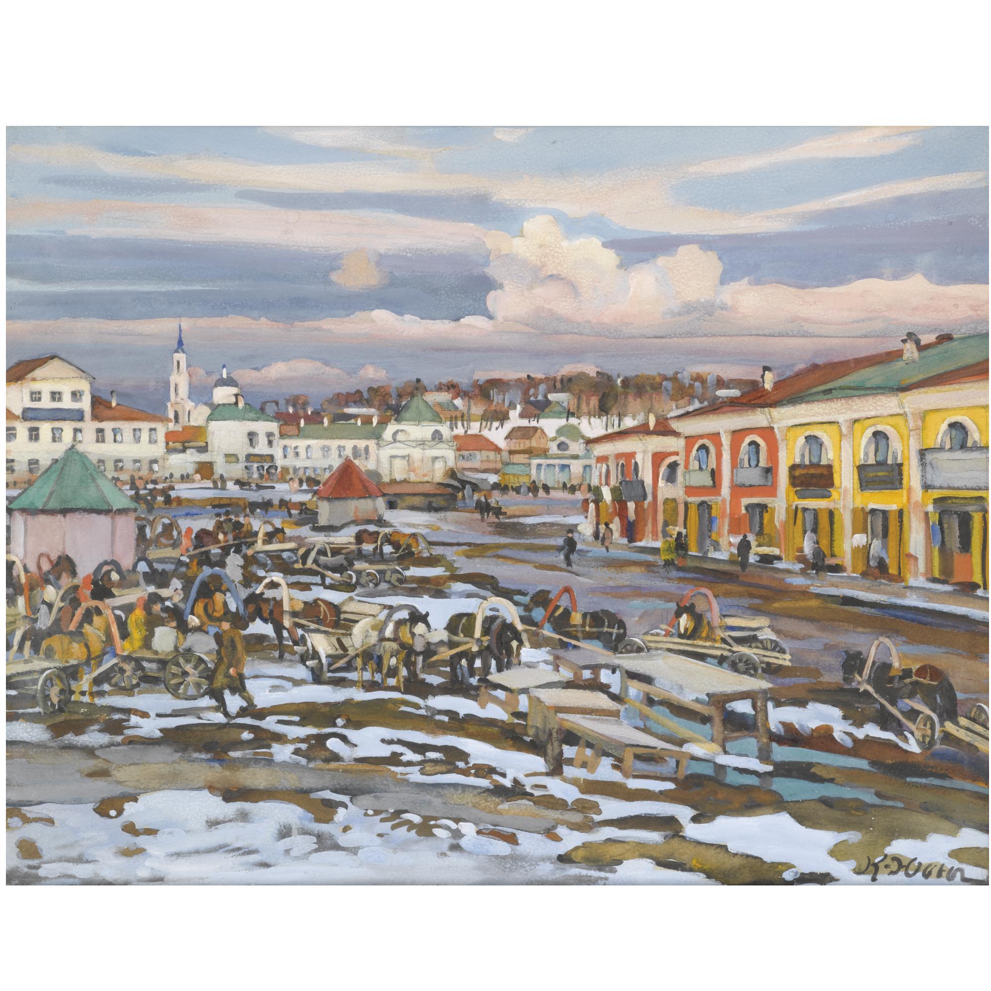 Konstantin Fedorovich Yuon - The Market Square In Torzhok