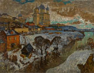 Konstantin Ivanovich Gorbatov - View of Pskov Showing the Trinity Cathedral