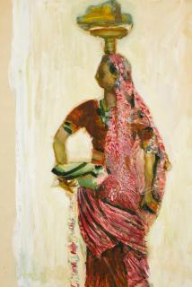 Konstantin Ivanovich Rozhdestvensky - Indian Woman in a Pink Sari