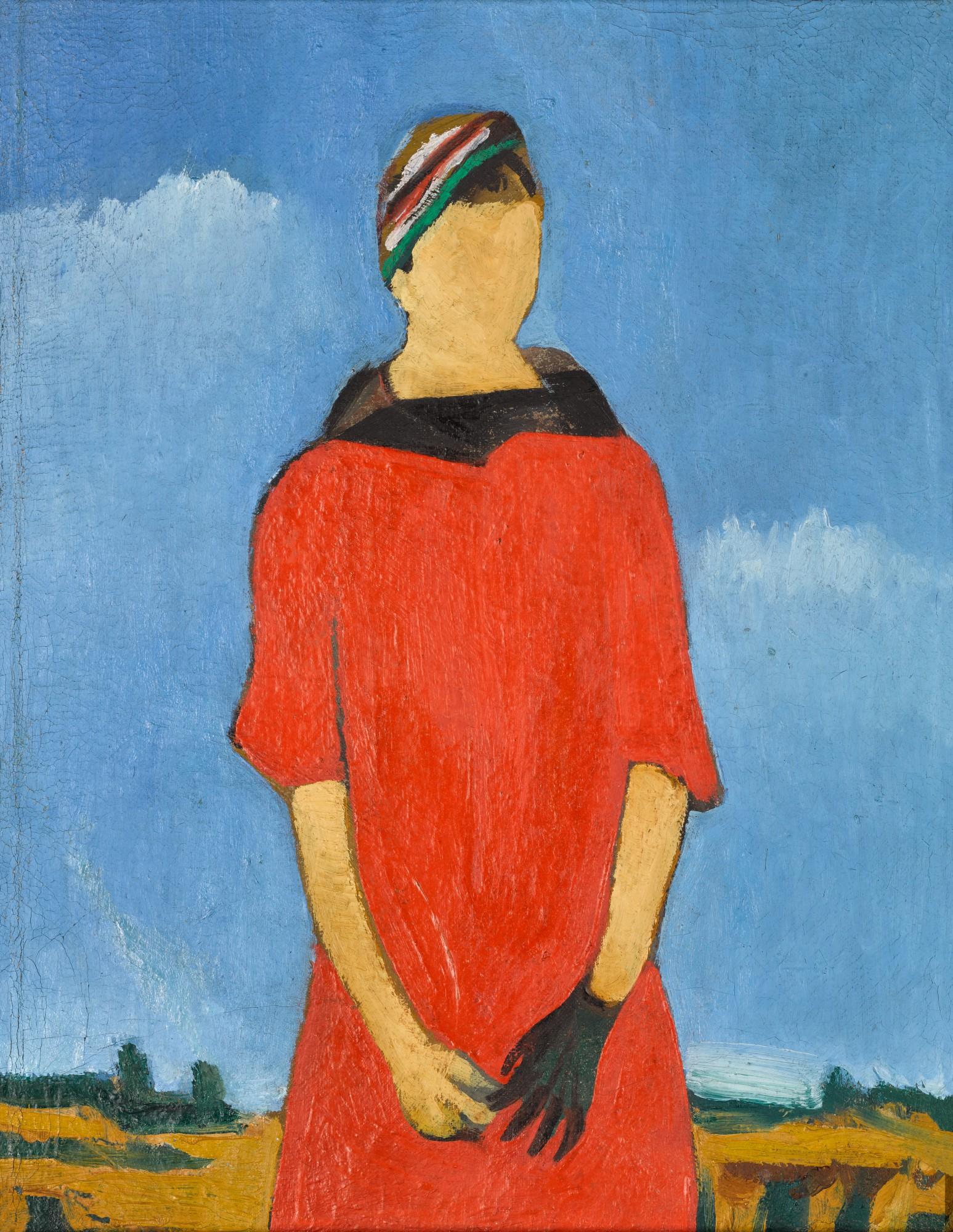 Konstantin Ivanovich Rozhdestvensky - Portrait of a Woman in Red