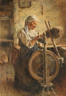 Konstantin Jegorowitsch Makowski - Alte Frau am Spinnrad