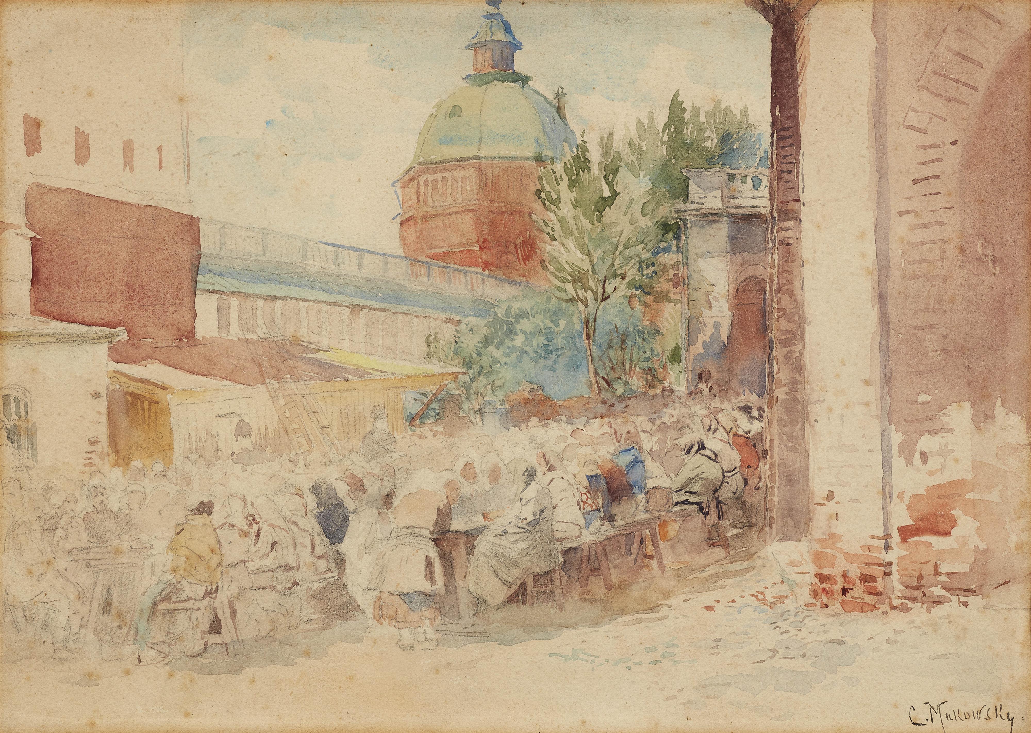 Konstantin Jegorowitsch Makowski - Mittagessen auf einem städtischen Platz