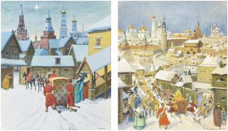 Konstantin Konstantinovich Kuznetsov - Night Views Of The Kremlin: Two Works On Paper