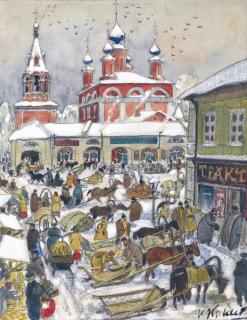 Konstantin Konstantinovich Kuznetsov - St Basil\'S Cathedral And Winter Market