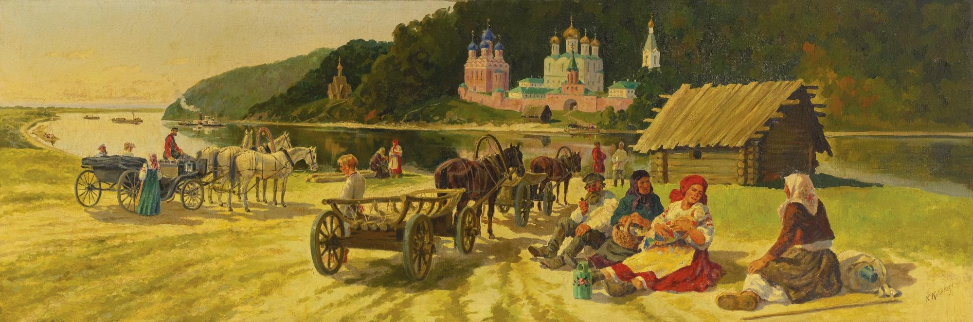 Konstantin Konstantinovich Kuznetsov - Villagers At The River Bend