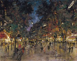 Konstantin Korovin - A Bustling Street In Paris