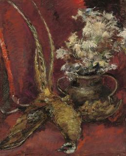 Konstantin Korovin - Still life with flowers in a vase and pheasant