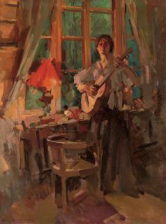 Konstantin Korovin - Woman playing the guitar
