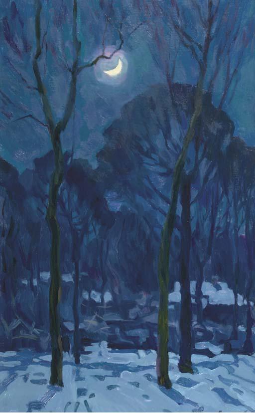 Konstantin Lomykin - A moonlit winter landscape