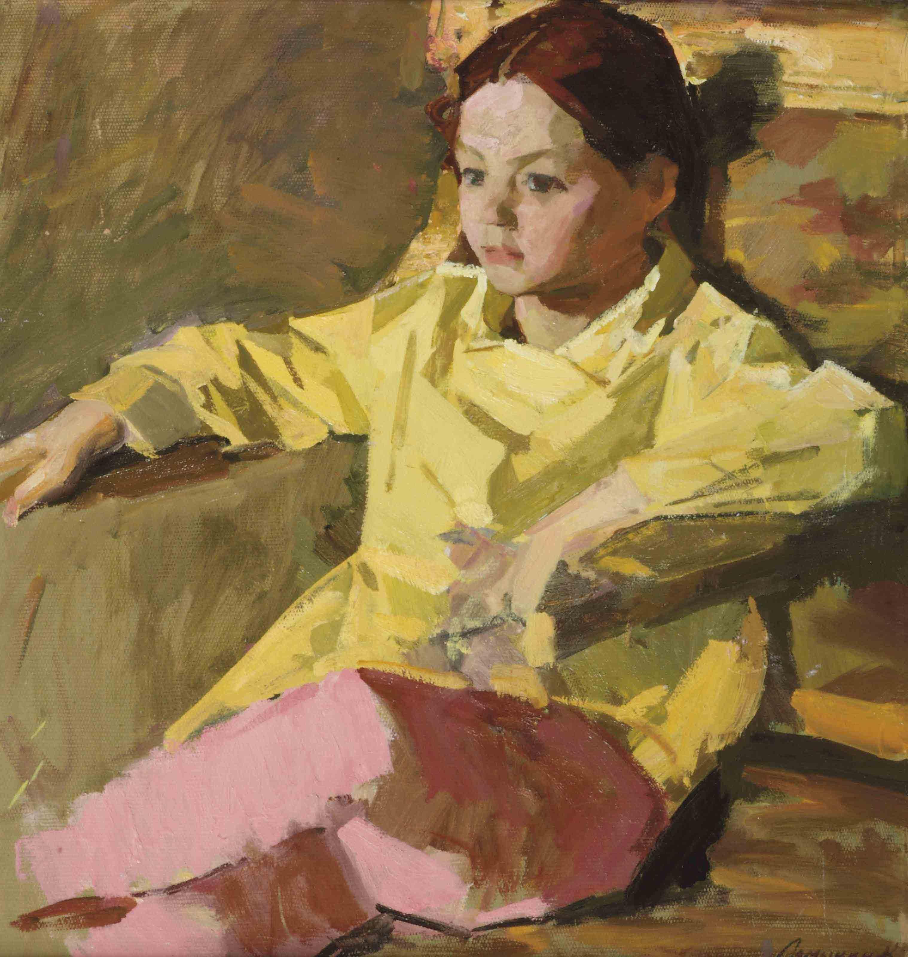 Konstantin Lomykin - A seated young girl