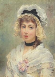 Konstantin Makovsky - Portrait of a young woman