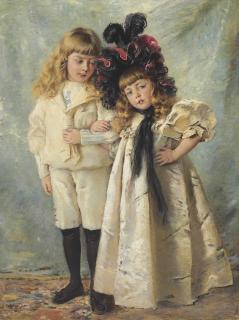 Konstantin Makovsky - Portrait Of The Artist\'S Children: Konstantin And Olga