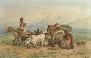 Konstantin Nikolaevich Filipov - Travellers in a Caucasian landscape