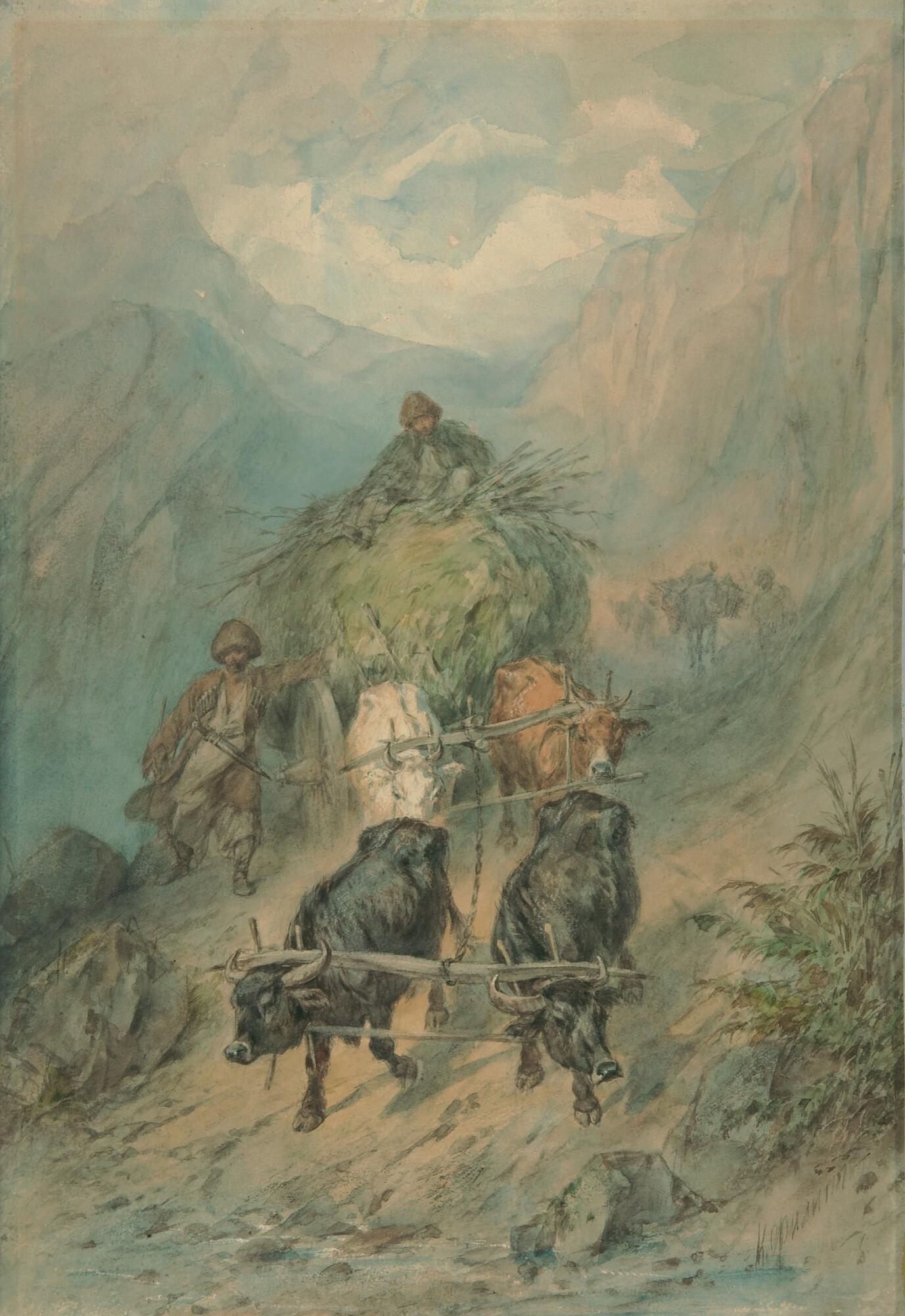 Konstantin Nikolajewitsch Filippoff - Krimtataren mit Ochsengespann.
