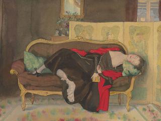 Konstantin Somov - Lady lying on a divan