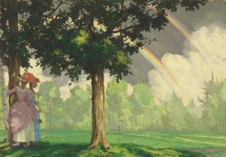 Konstantin Somov - Landscape with a rainbow