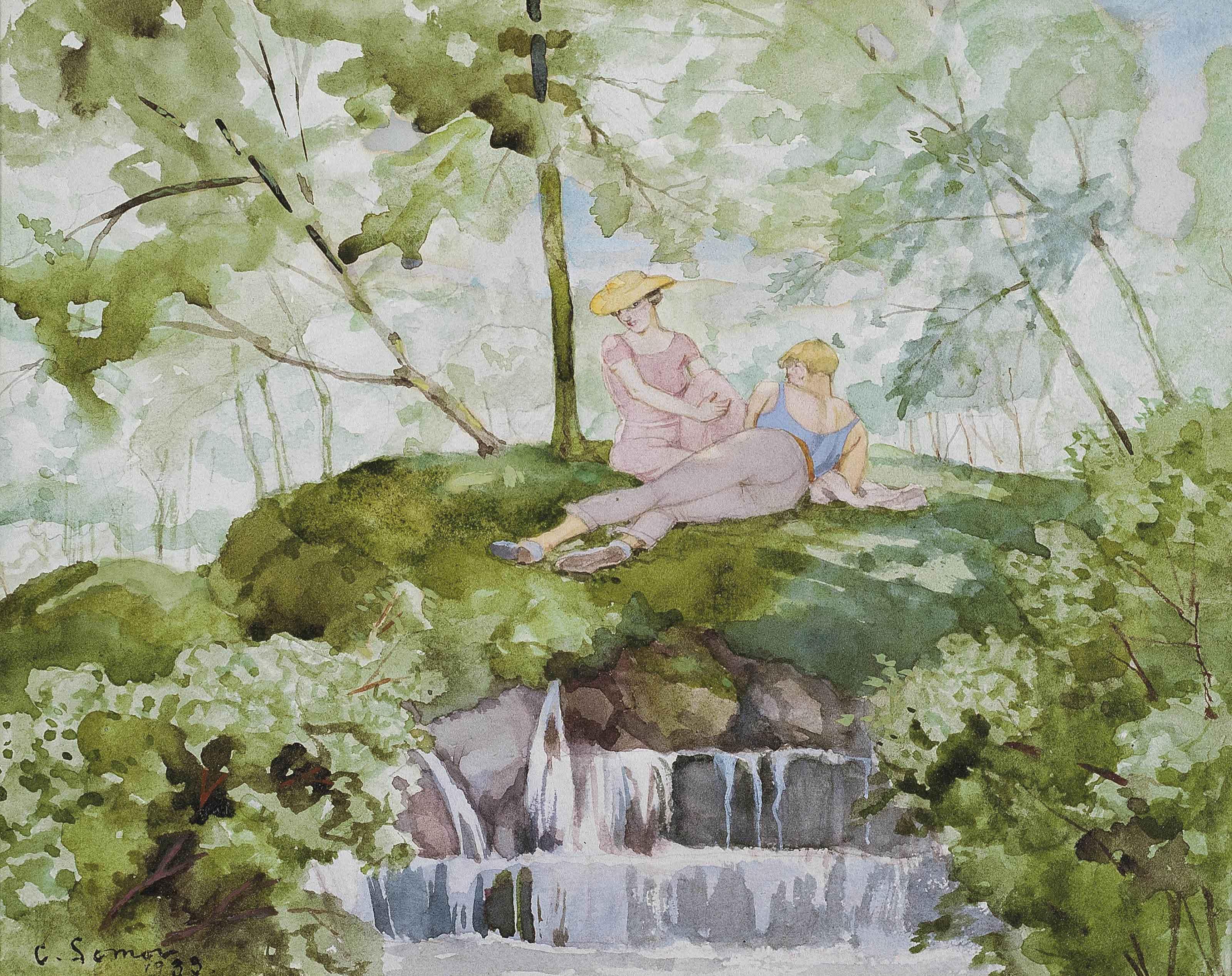 Konstantin Somov - Lovers in a landscape